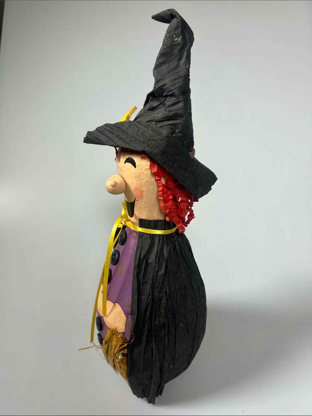 Vintage Halloween Witch papier-mâché Rattle Handmade